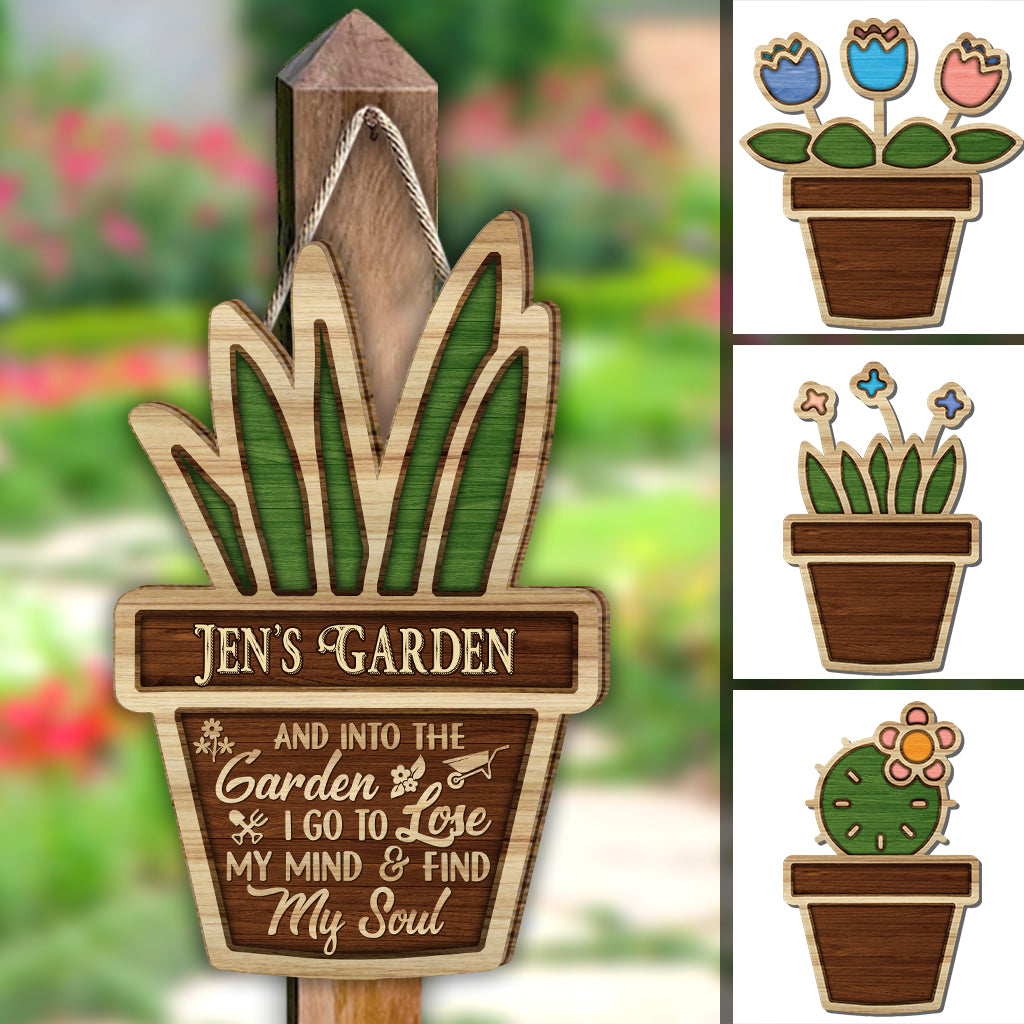 Je vais au jardin - Panneau en bois personnalisé pour le jardinage