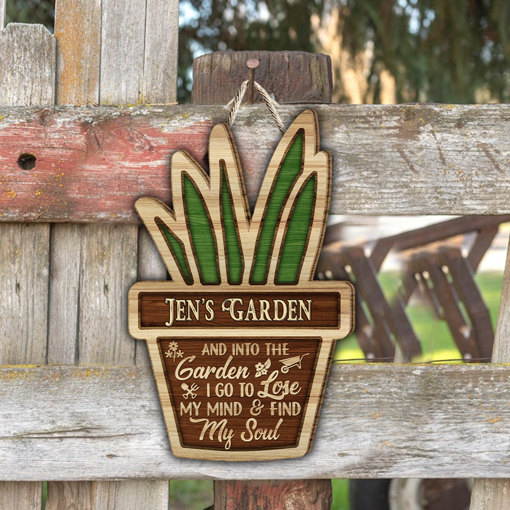 Je vais au jardin - Panneau en bois personnalisé pour le jardinage