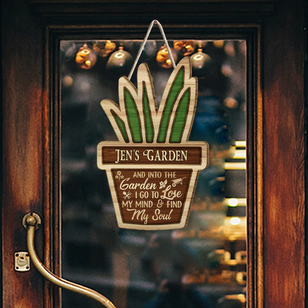 Je vais au jardin - Panneau en bois personnalisé pour le jardinage