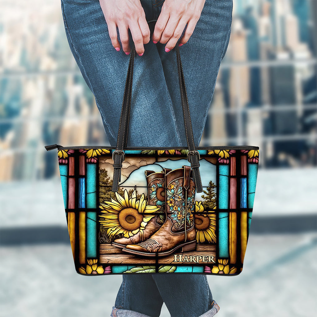 Je ne suis pas la plupart des femmes - Vitrail tournesol - Sac en cuir à motif cheval personnalisé
