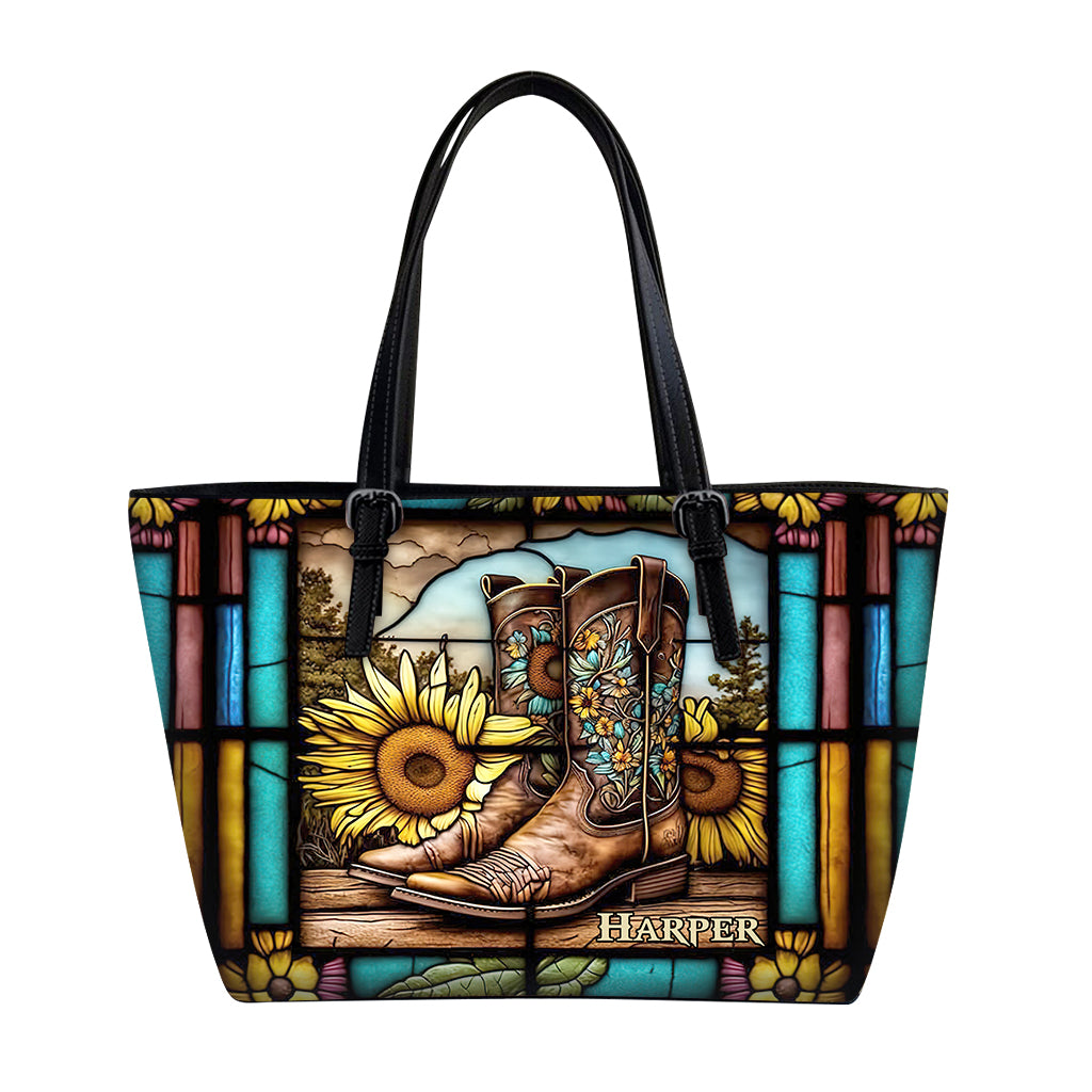 Je ne suis pas la plupart des femmes - Vitrail tournesol - Sac en cuir à motif cheval personnalisé