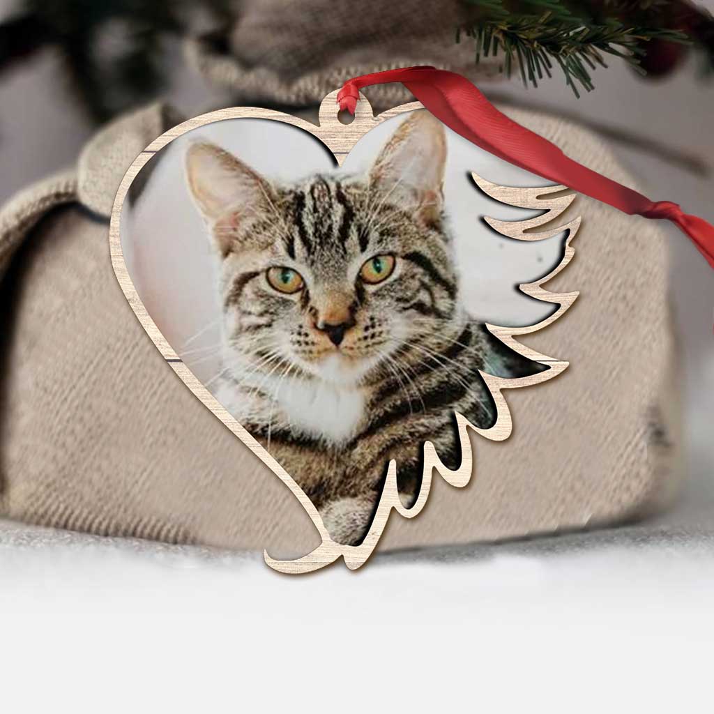 Nicht mehr an unserer Seite, aber für immer in unseren Herzen – Personalisierter Weihnachtsschmuck mit Katze (beidseitig bedruckt)