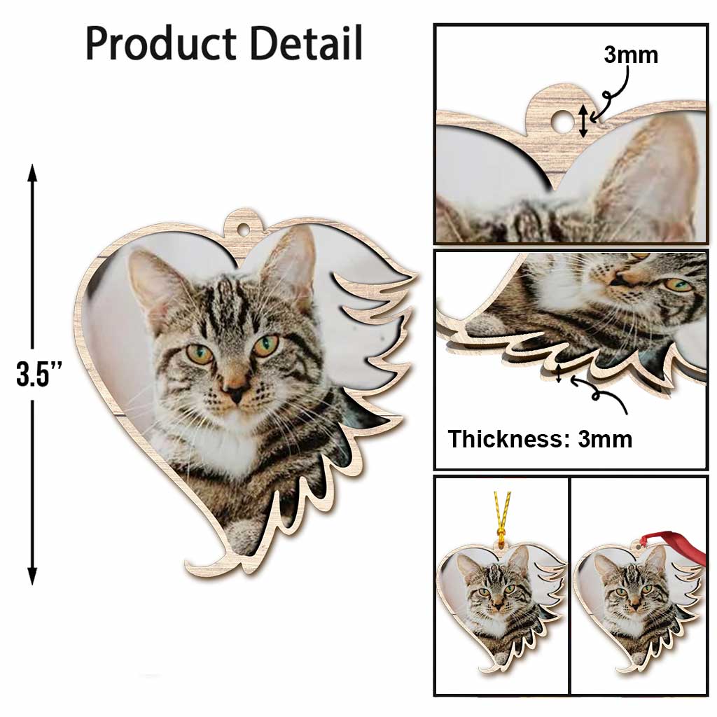 Nicht mehr an unserer Seite, aber für immer in unseren Herzen – Personalisierter Weihnachtsschmuck mit Katze (beidseitig bedruckt)