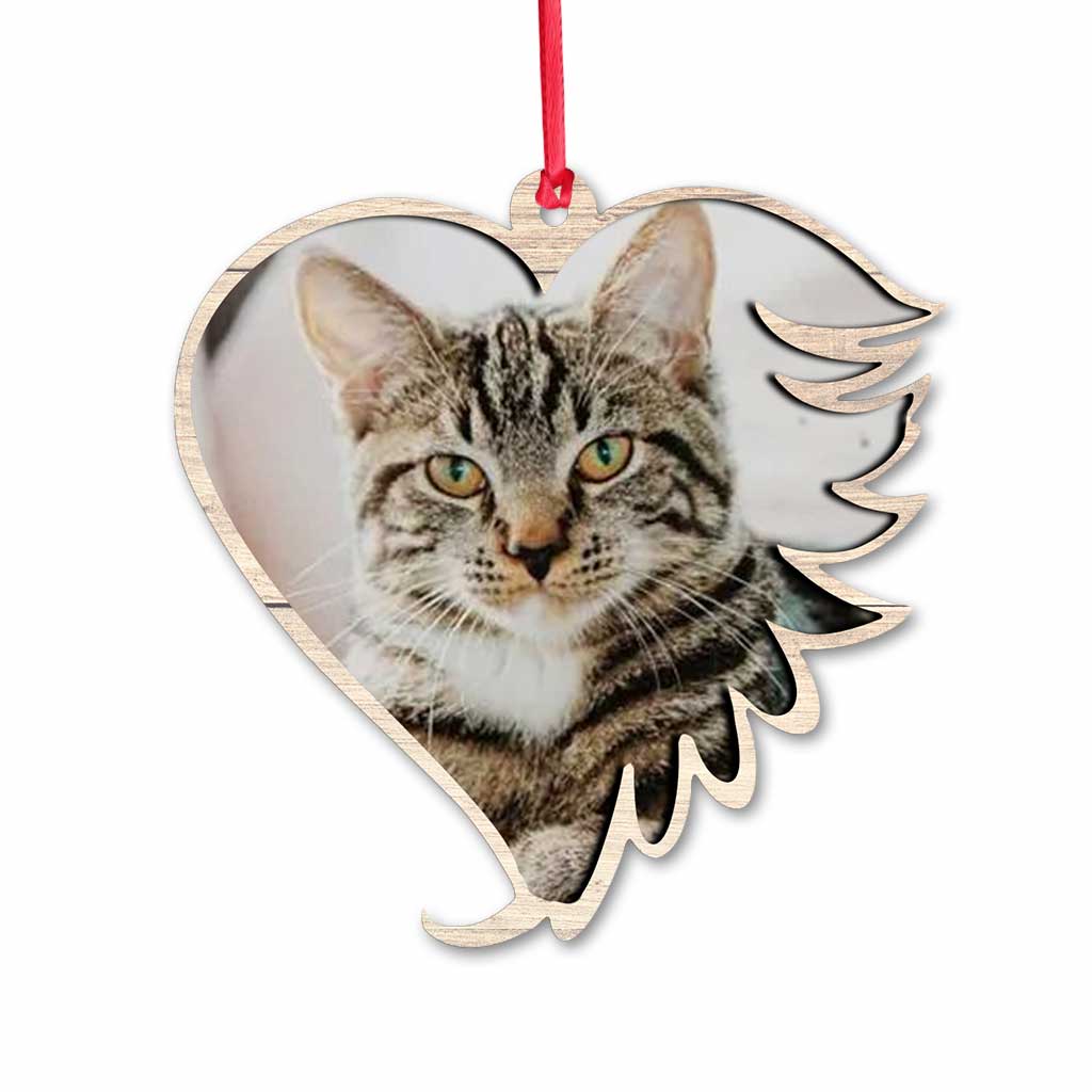 Nicht mehr an unserer Seite, aber für immer in unseren Herzen – Personalisierter Weihnachtsschmuck mit Katze (beidseitig bedruckt)