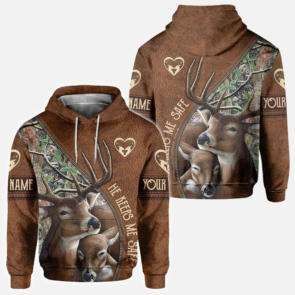 Elle me rend sauvage, il me protège - T-shirt et sweat à capuche personnalisés pour couples, thème chasse à l'infini