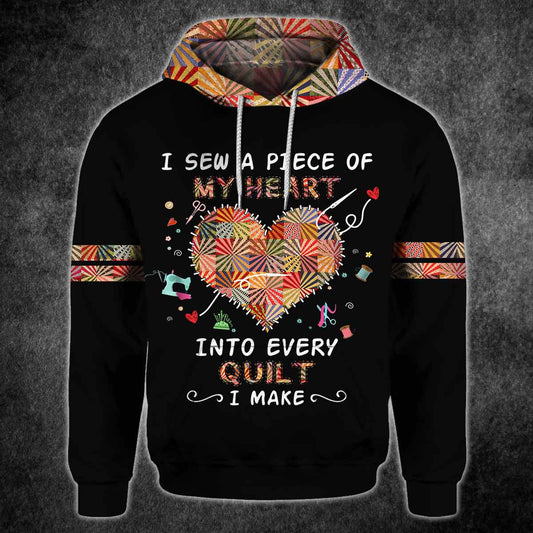 Ich nähe ein Stück meines Herzens – T-Shirt und Hoodie mit Allover-Quiltmuster