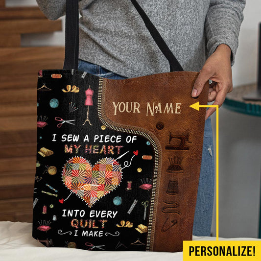 Personalisierte Tragetasche „In jede Quiltdecke, die ich mache“