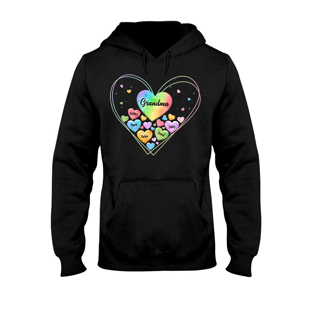Cœur coloré de grand-mère - Cadeau pour grand-mère, maman - T-shirt et sweat à capuche personnalisés