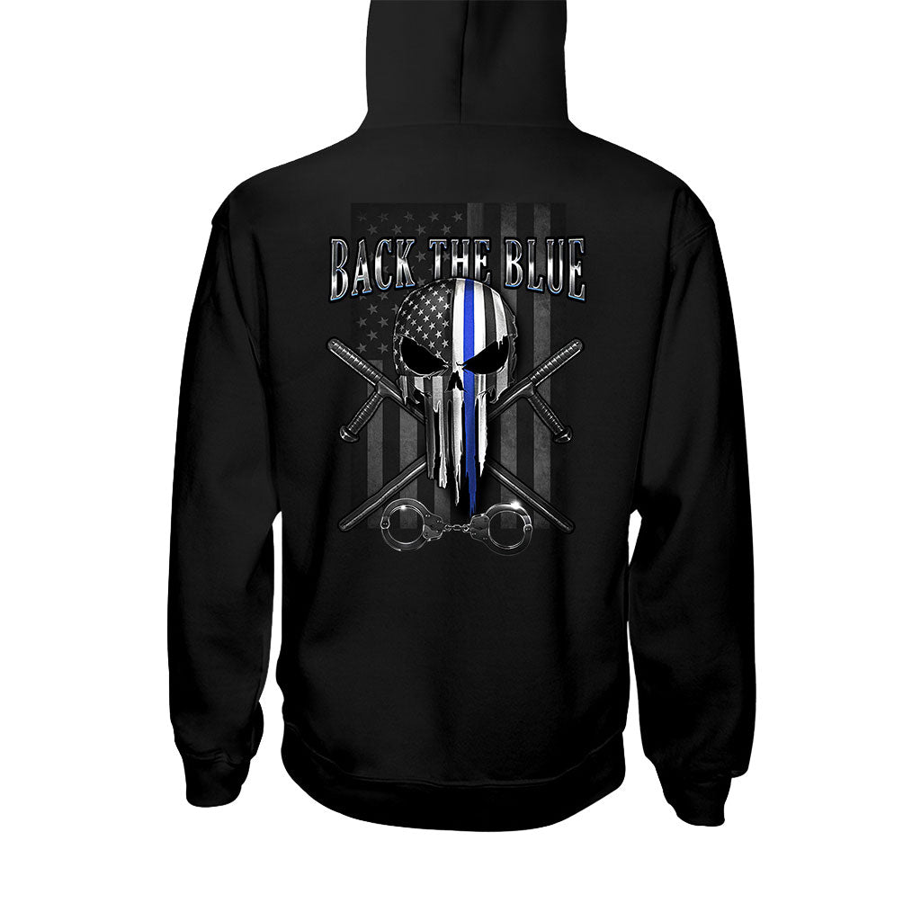 Blue Line Skull – Polizeibeamten-T-Shirt und Hoodie 0621
