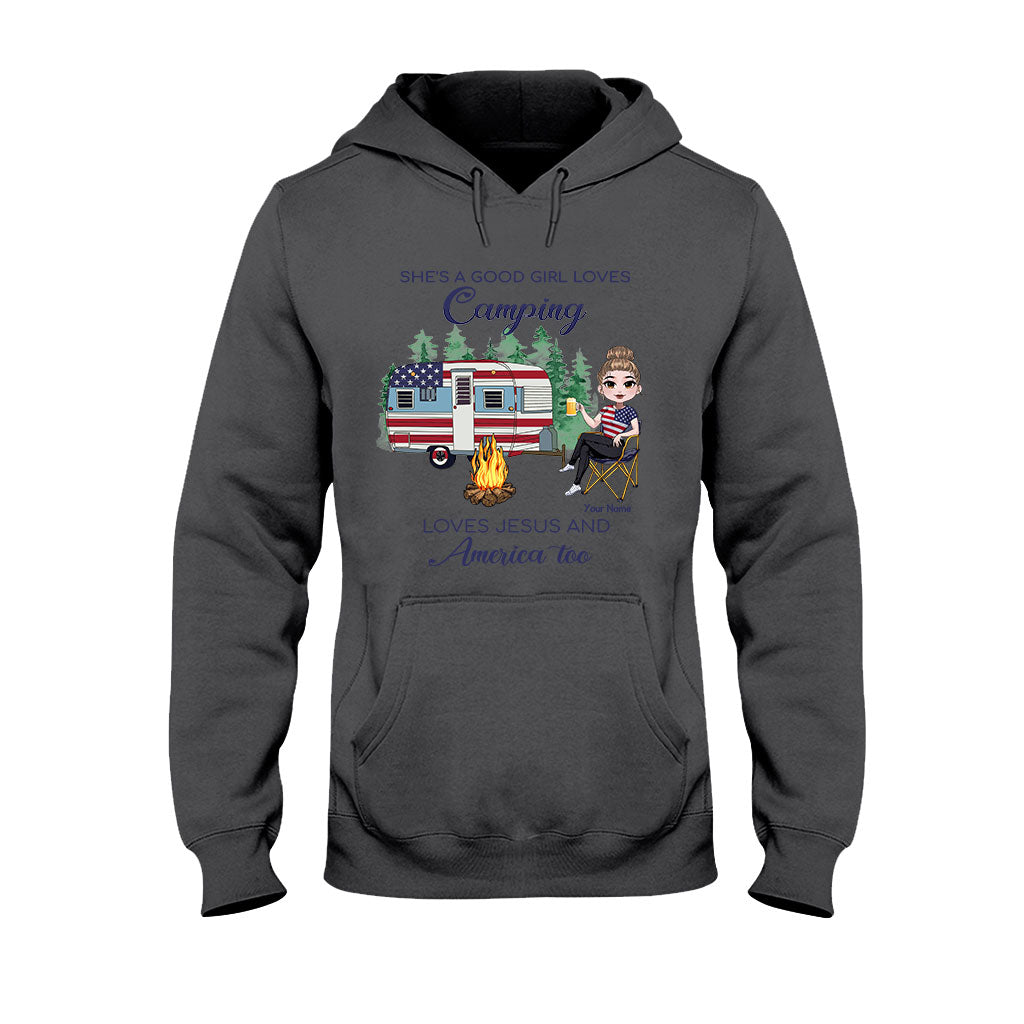 She's A Good Girl Loves Camping - Personalized Independence Day T-shirt and Hoodie