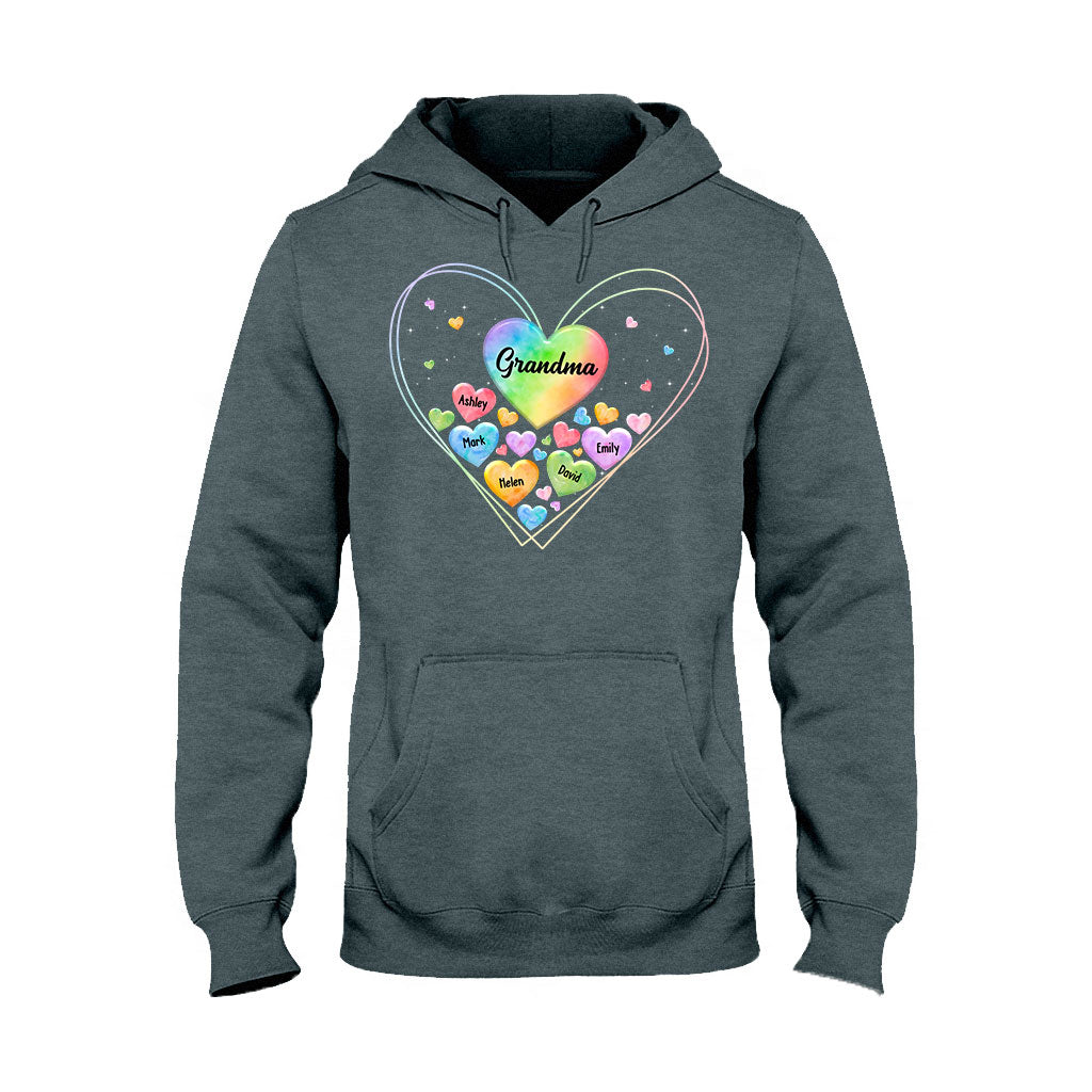 Cœur coloré de grand-mère - Cadeau pour grand-mère, maman - T-shirt et sweat à capuche personnalisés