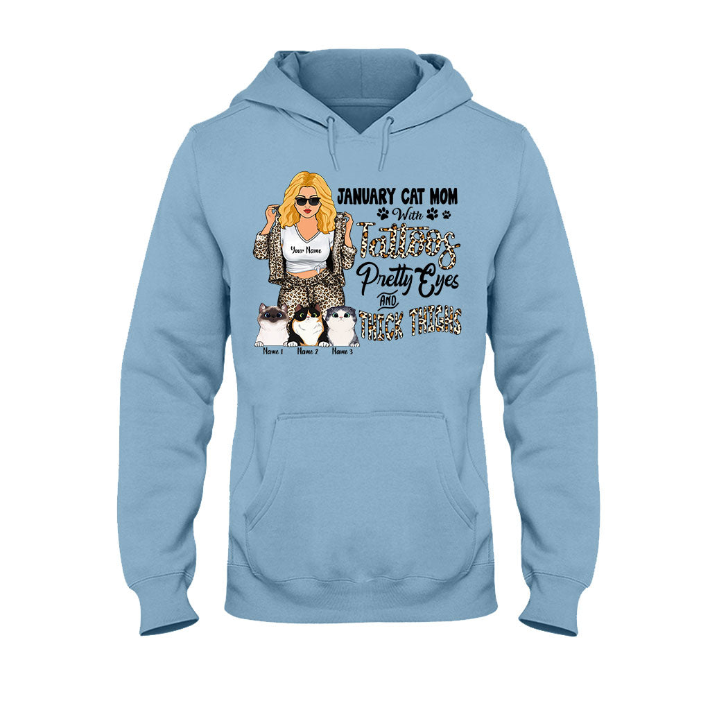 Maman chat tatouée aux jolis yeux et aux cuisses bien charnues - T-shirt et sweat à capuche personnalisés pour la fête des mères