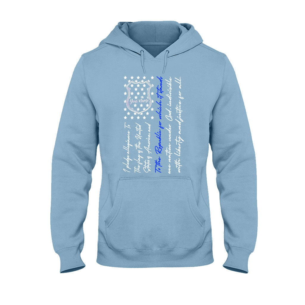 Police Badge Pledge Of Allegiance - Personalized Independence Day T-shirt and Hoodie