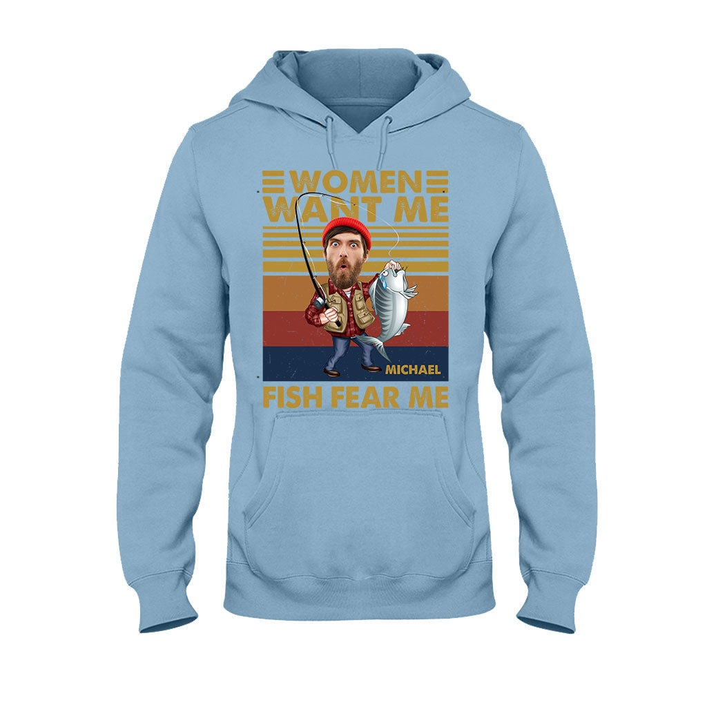 Frauen wollen mich, Fische fürchten mich – Personalisiertes Angel-T-Shirt und Hoodie