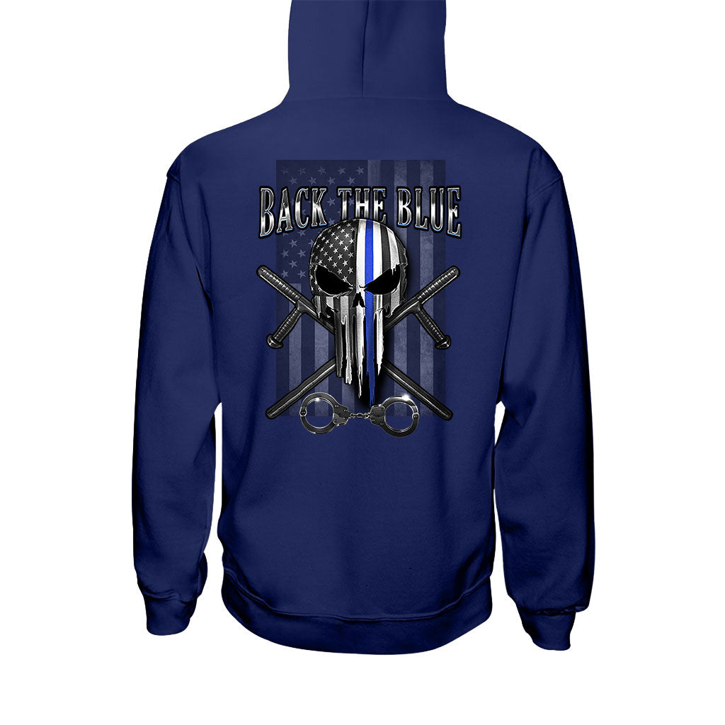 Blue Line Skull – Polizeibeamten-T-Shirt und Hoodie 0621