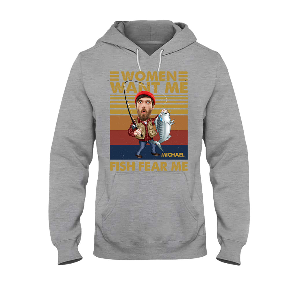 Frauen wollen mich, Fische fürchten mich – Personalisiertes Angel-T-Shirt und Hoodie