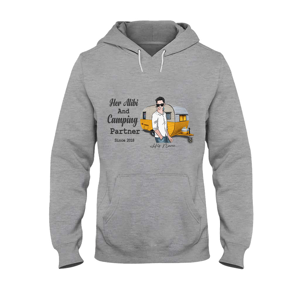 Her Alibi And Camping Partner - Personalized Couple T-shirt and Hoodie