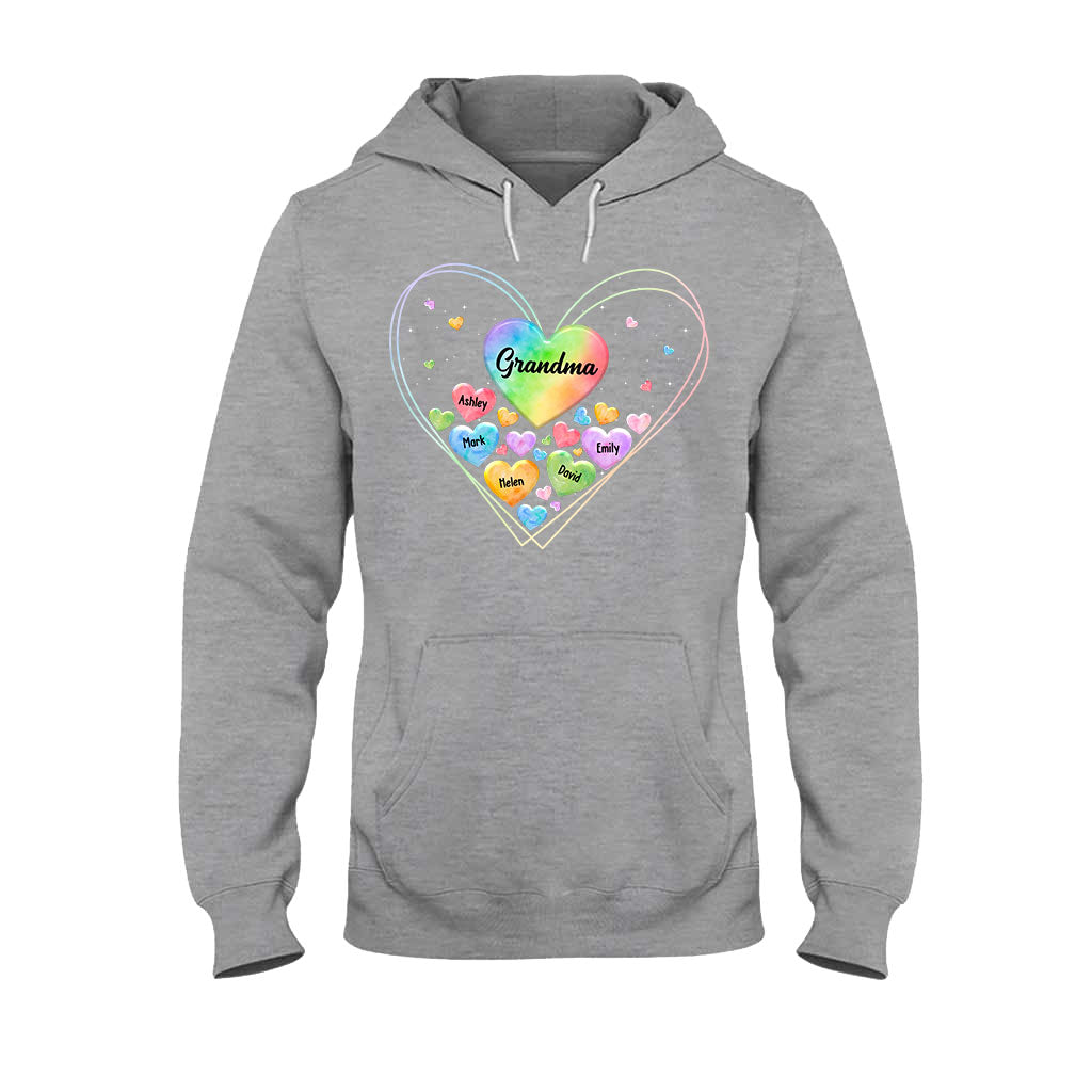 Cœur coloré de grand-mère - Cadeau pour grand-mère, maman - T-shirt et sweat à capuche personnalisés