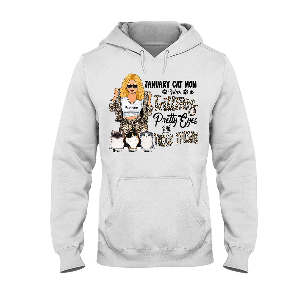 Maman chat tatouée aux jolis yeux et aux cuisses bien charnues - T-shirt et sweat à capuche personnalisés pour la fête des mères