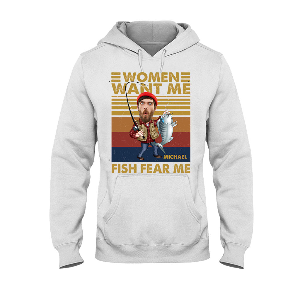 Frauen wollen mich, Fische fürchten mich – Personalisiertes Angel-T-Shirt und Hoodie
