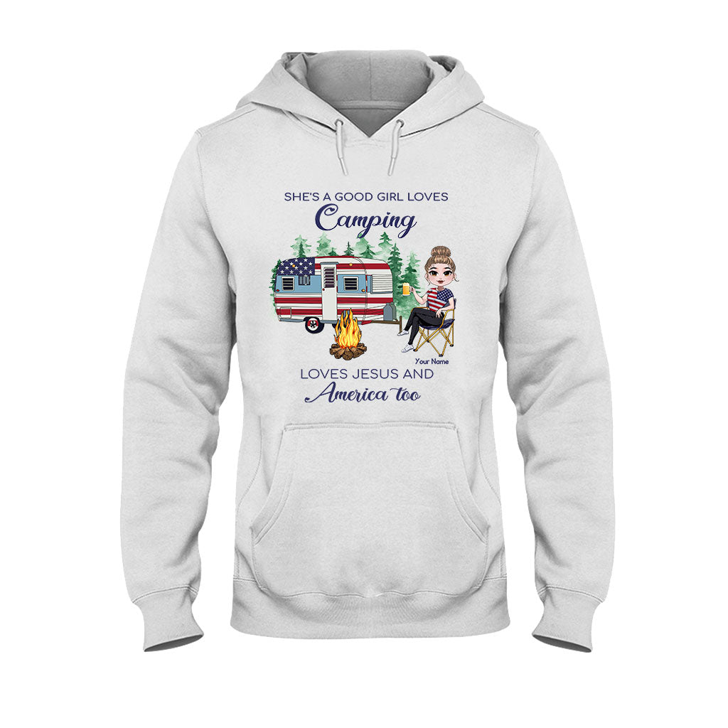 She's A Good Girl Loves Camping - Personalized Independence Day T-shirt and Hoodie