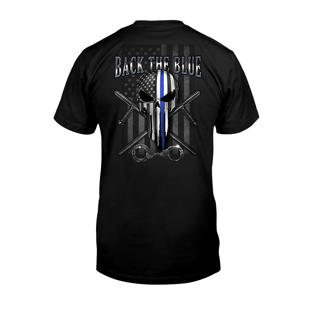 Blue Line Skull – Polizeibeamten-T-Shirt und Hoodie 0621