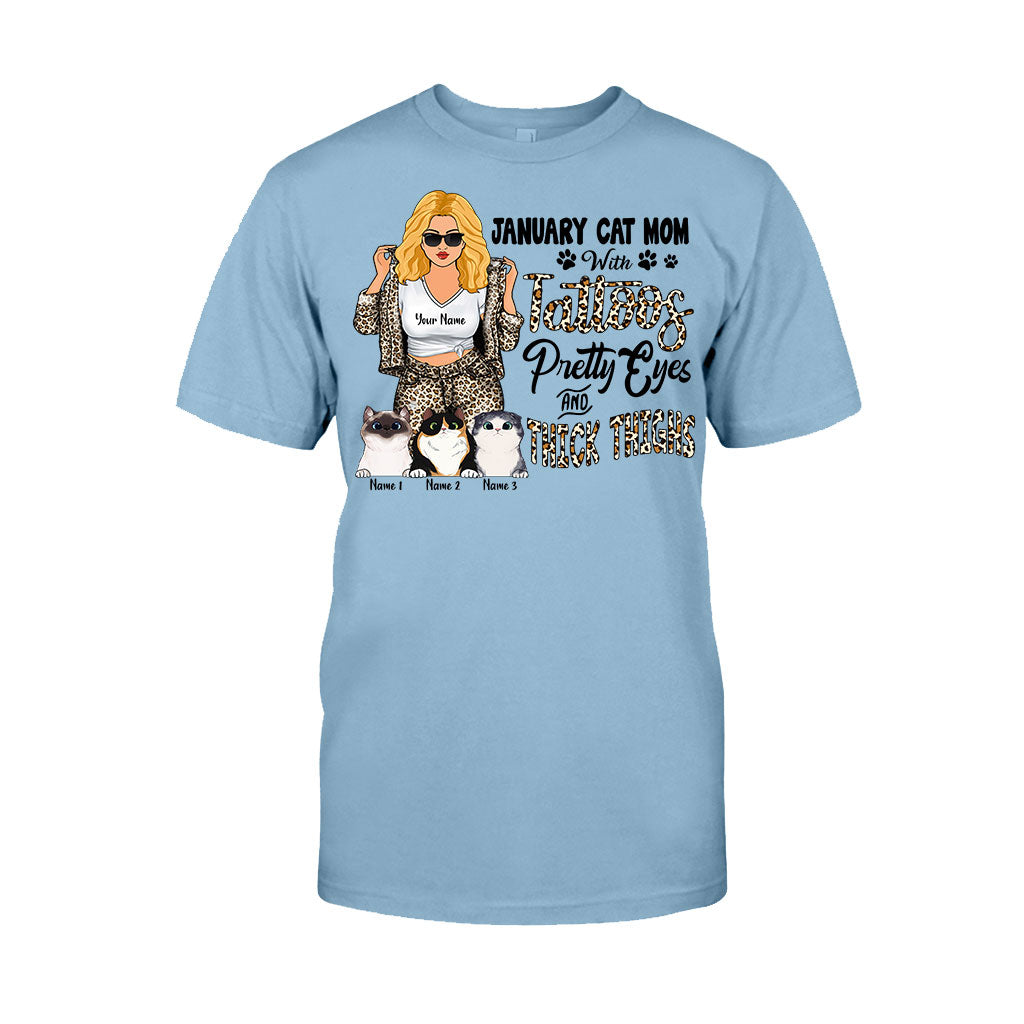 Maman chat tatouée aux jolis yeux et aux cuisses bien charnues - T-shirt et sweat à capuche personnalisés pour la fête des mères
