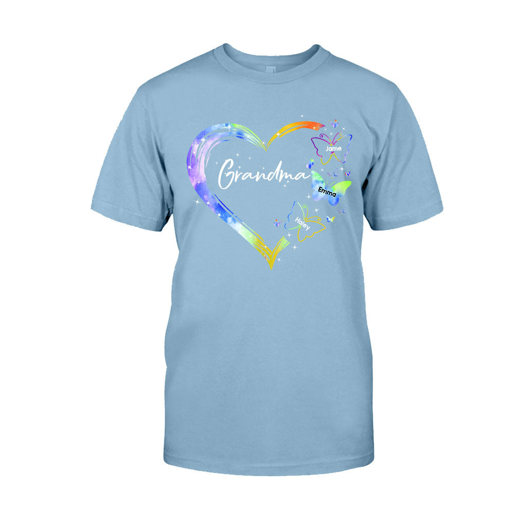 Heart Floral Butterflies - Personalized Mother's Day Grandma T-shirt and Hoodie