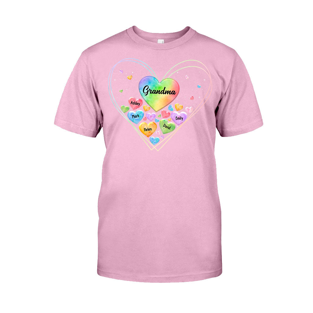 Cœur coloré de grand-mère - Cadeau pour grand-mère, maman - T-shirt et sweat à capuche personnalisés