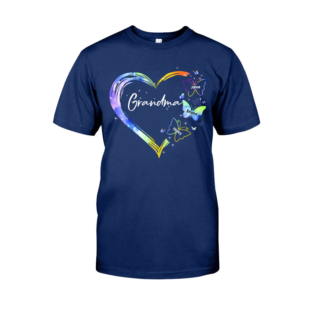 Heart Floral Butterflies - Personalized Mother's Day Grandma T-shirt and Hoodie