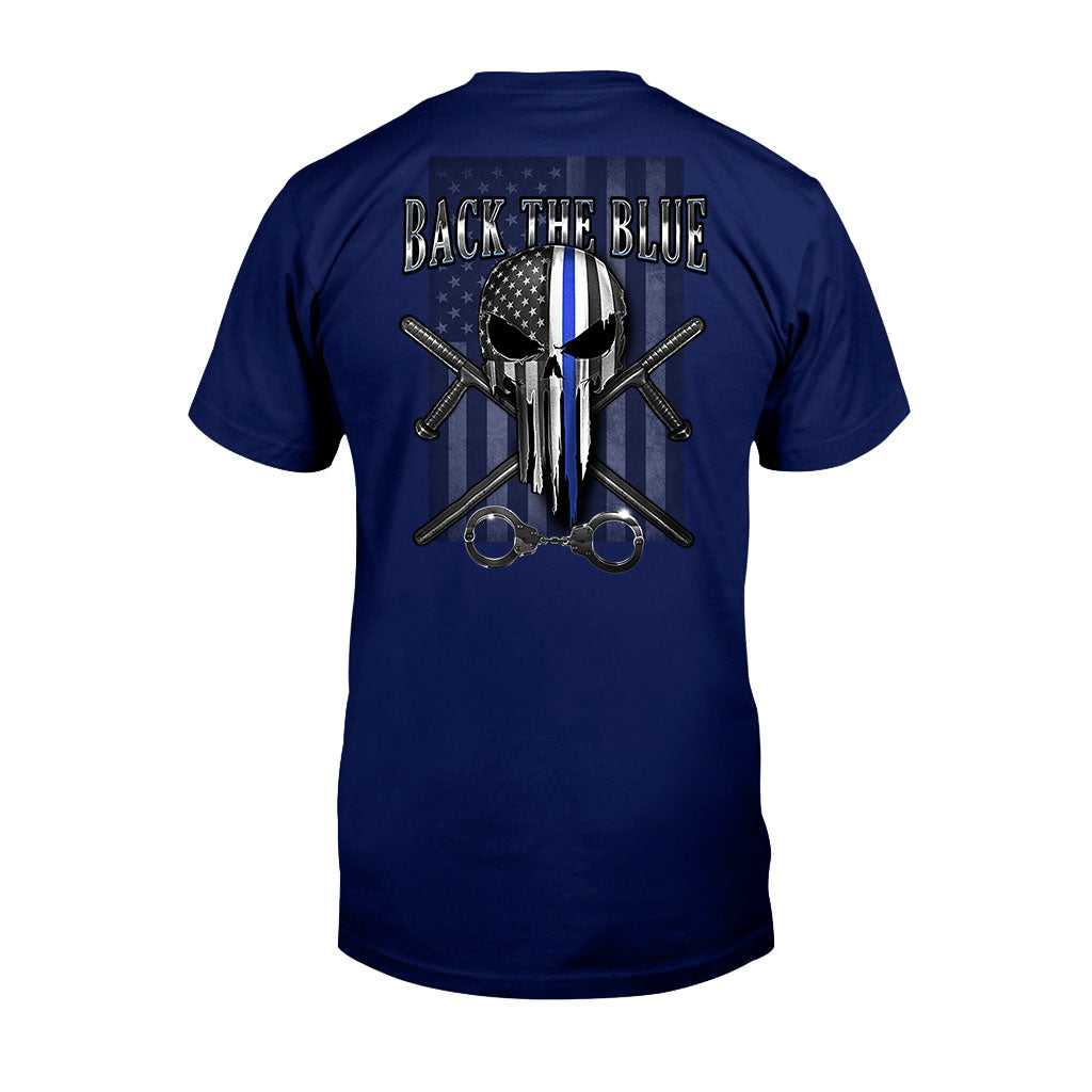 Blue Line Skull – Polizeibeamten-T-Shirt und Hoodie 0621