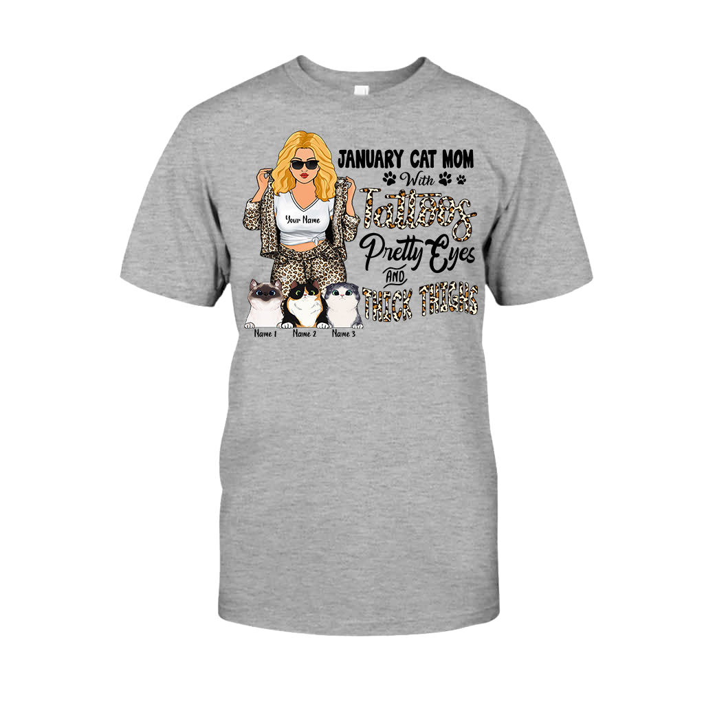 Maman chat tatouée aux jolis yeux et aux cuisses bien charnues - T-shirt et sweat à capuche personnalisés pour la fête des mères