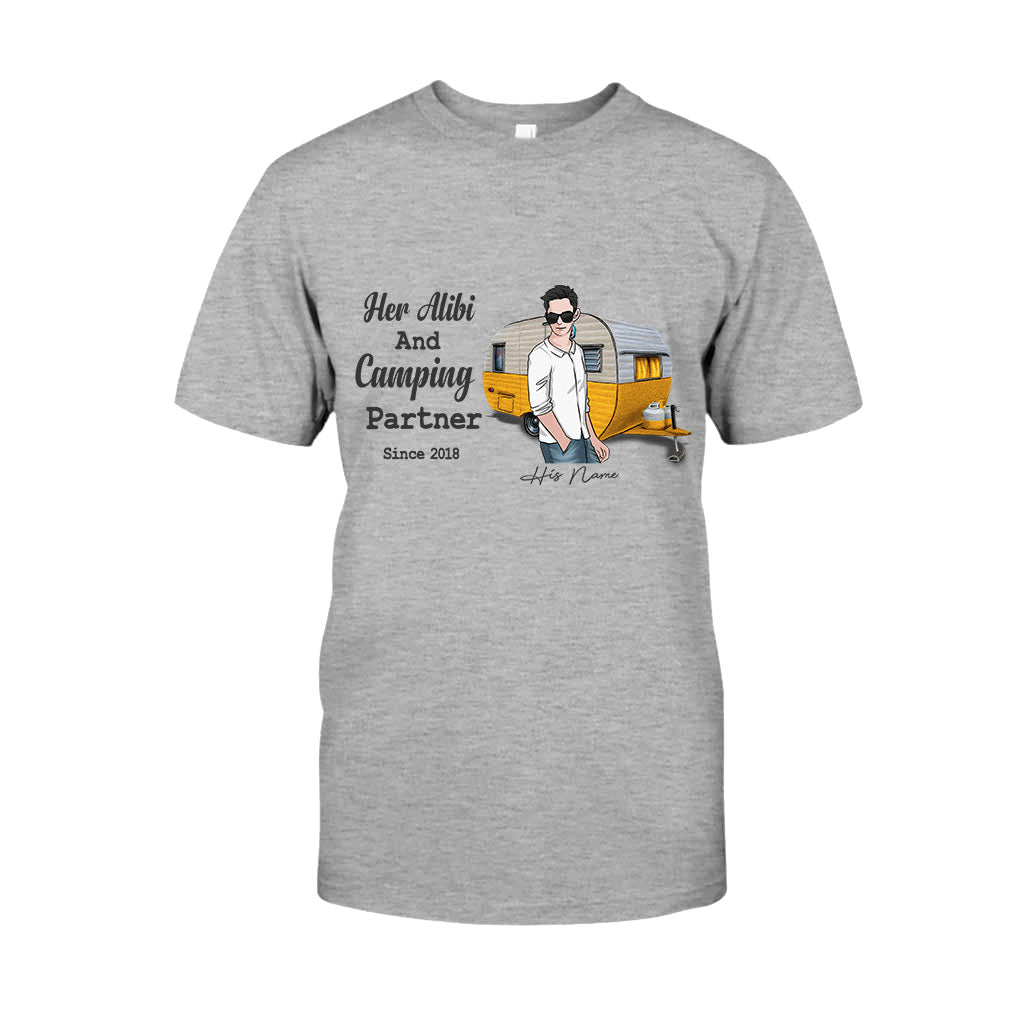Her Alibi And Camping Partner - Personalized Couple T-shirt and Hoodie
