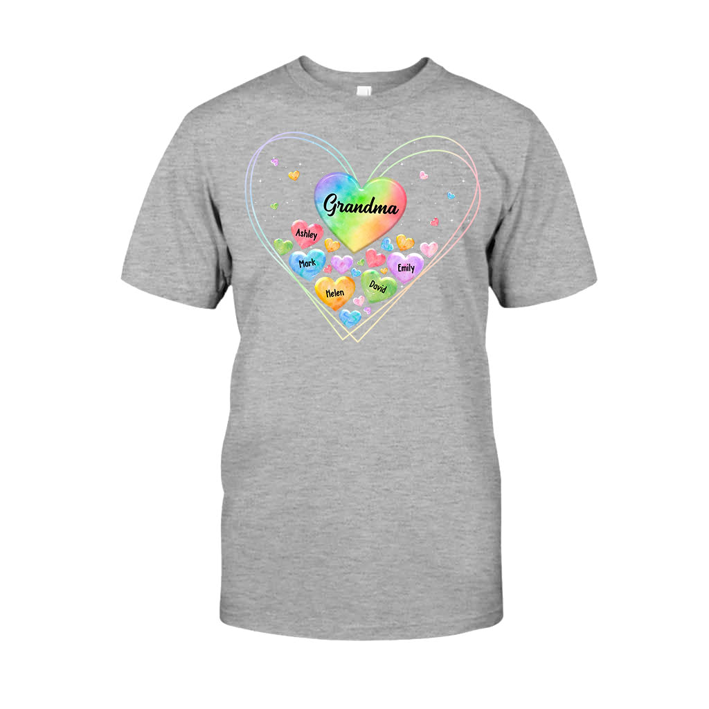 Cœur coloré de grand-mère - Cadeau pour grand-mère, maman - T-shirt et sweat à capuche personnalisés