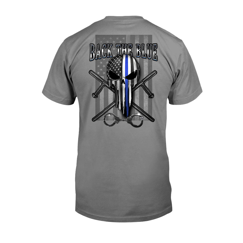 Blue Line Skull – Polizeibeamten-T-Shirt und Hoodie 0621
