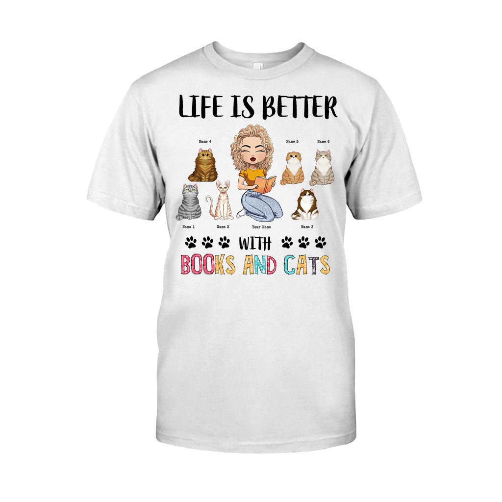 Life Is Better With Books And Cats - Personalized Book T-shirt and Hoodie