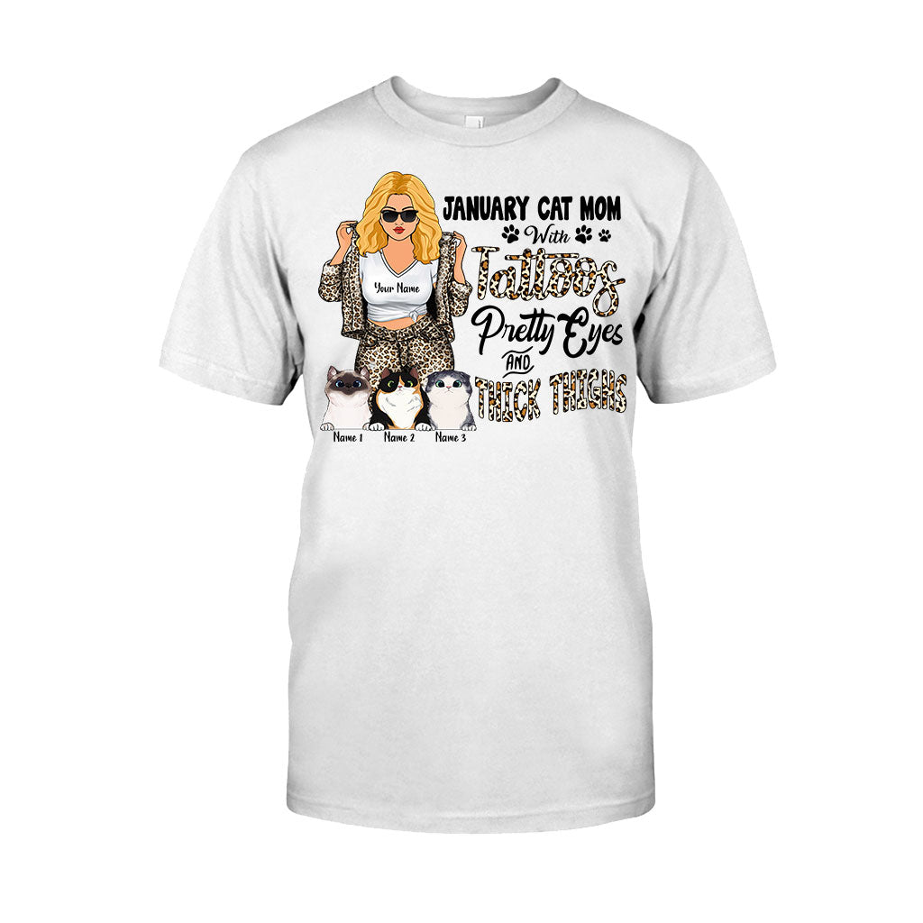 Maman chat tatouée aux jolis yeux et aux cuisses bien charnues - T-shirt et sweat à capuche personnalisés pour la fête des mères