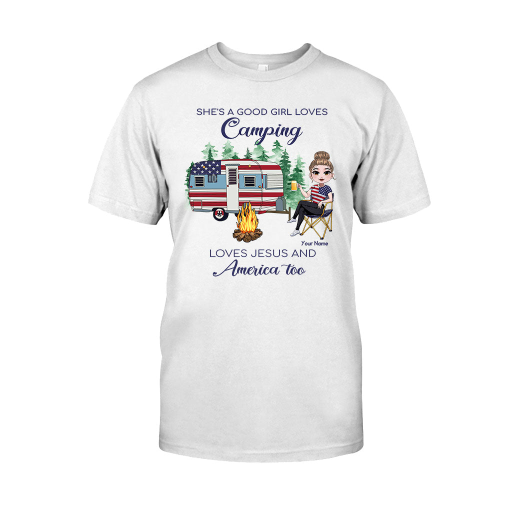 She's A Good Girl Loves Camping - Personalized Independence Day T-shirt and Hoodie