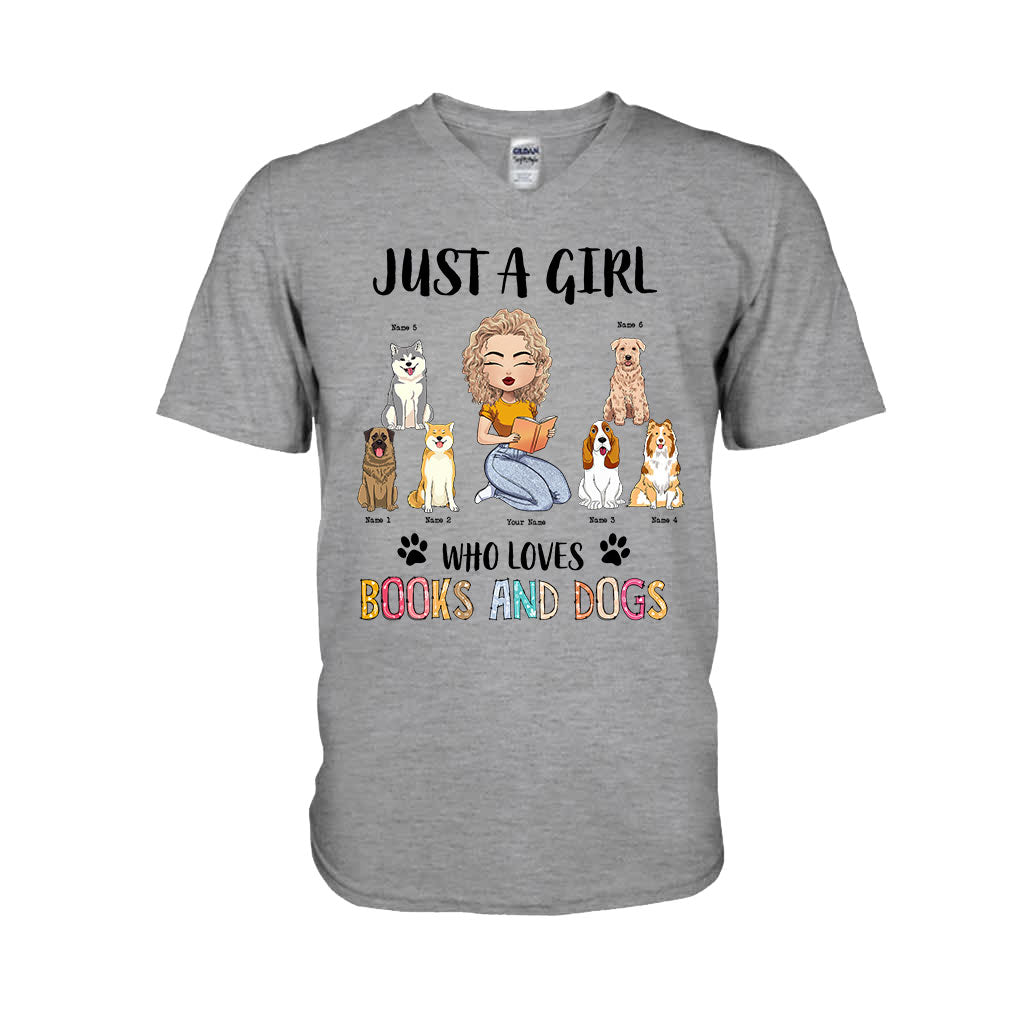 Just A Girl Who Loves Books And Dogs - Personalized Book T-shirt and Hoodie