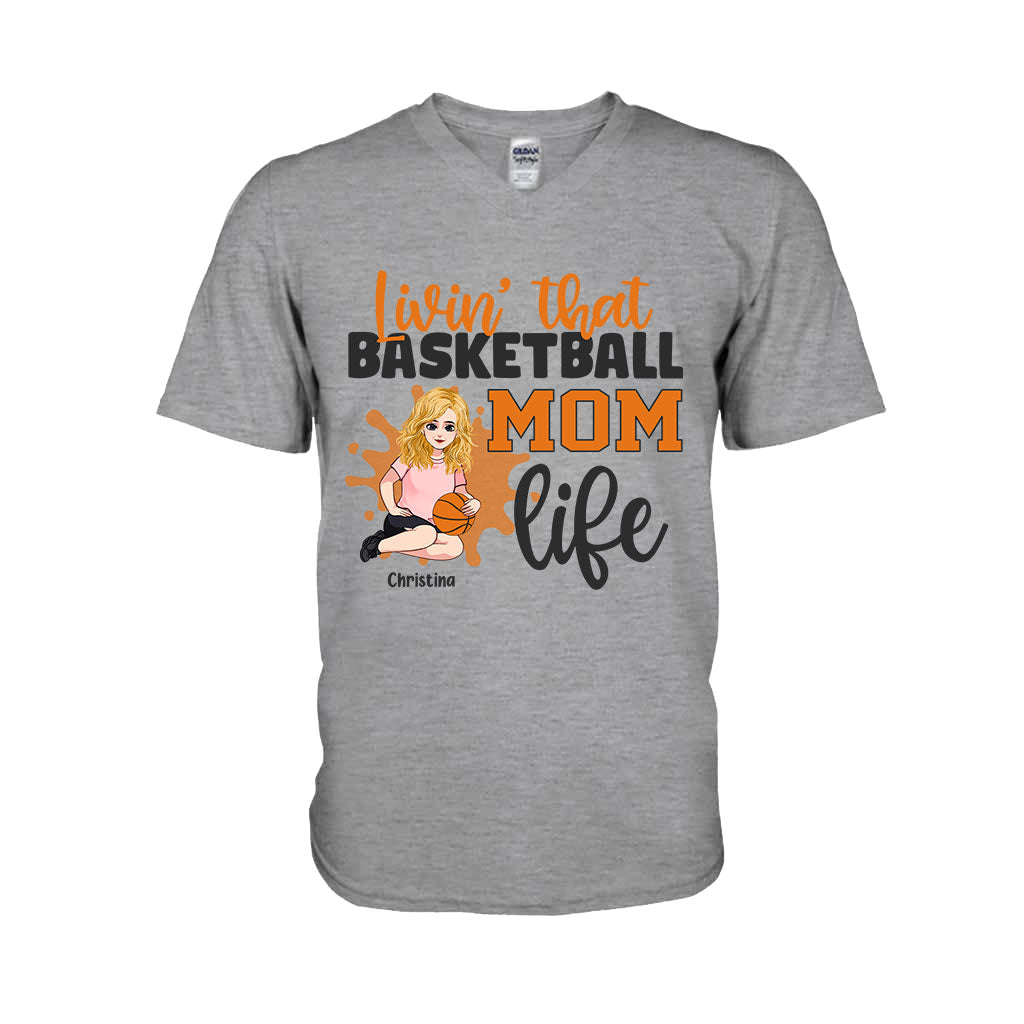 Living That Mom Life - Personalized Mother's Day Basketball T-shirt and Hoodie