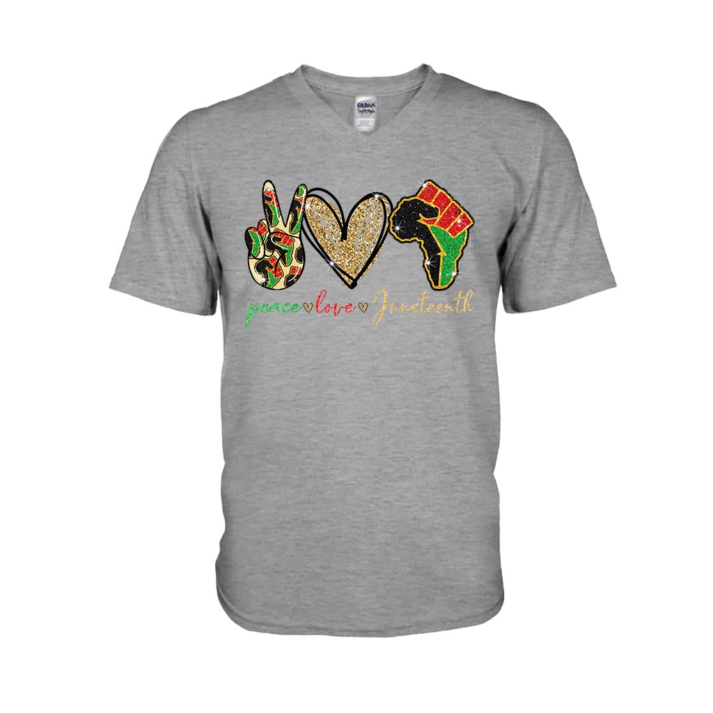 Juneteenth - T-shirt et sweat à capuche afro-américains avec imprimé à paillettes imitation 1121
