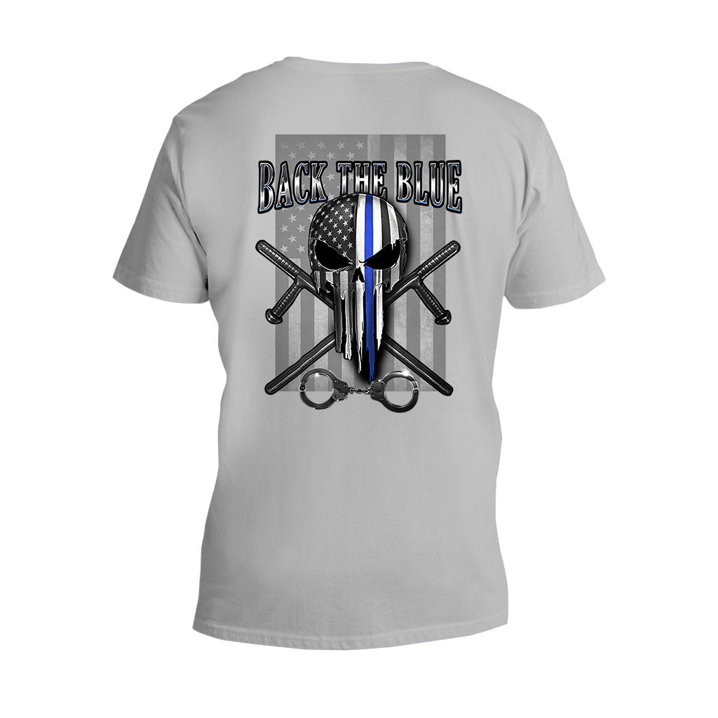 Blue Line Skull – Polizeibeamten-T-Shirt und Hoodie 0621