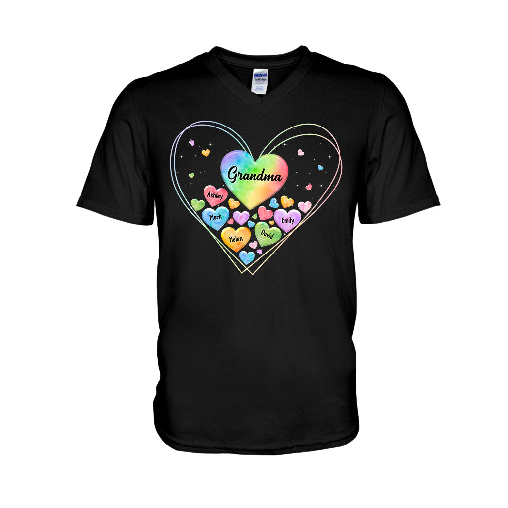 Cœur coloré de grand-mère - Cadeau pour grand-mère, maman - T-shirt et sweat à capuche personnalisés