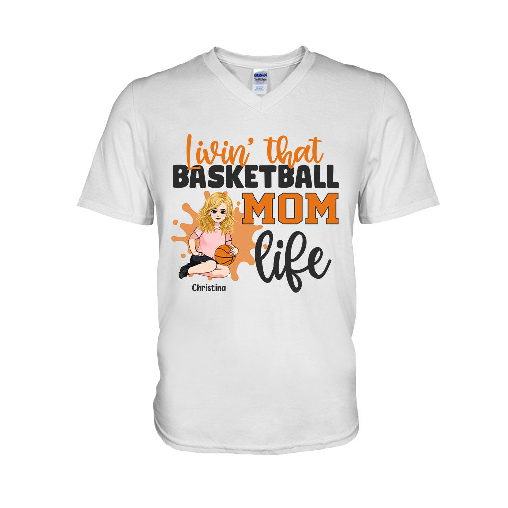 Living That Mom Life - Personalized Mother's Day Basketball T-shirt and Hoodie