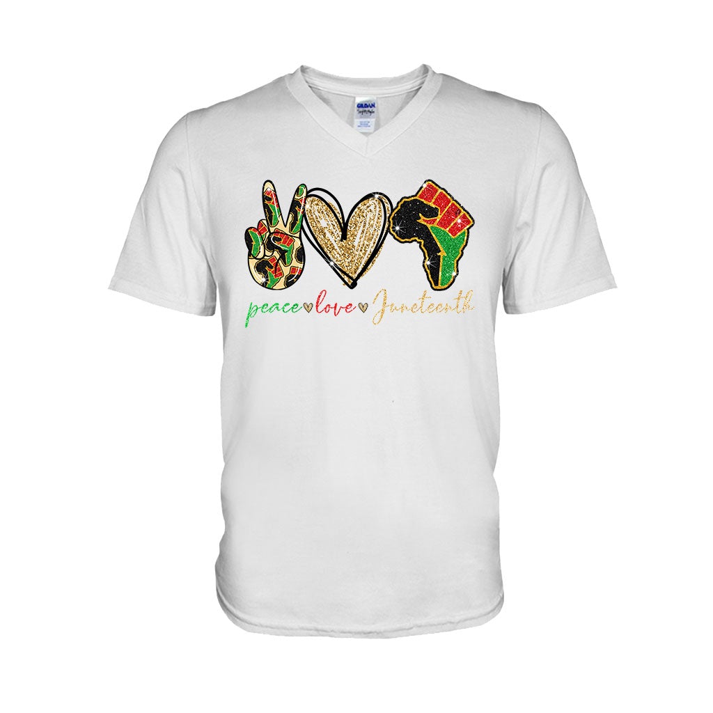 Juneteenth - T-shirt et sweat à capuche afro-américains avec imprimé à paillettes imitation 1121