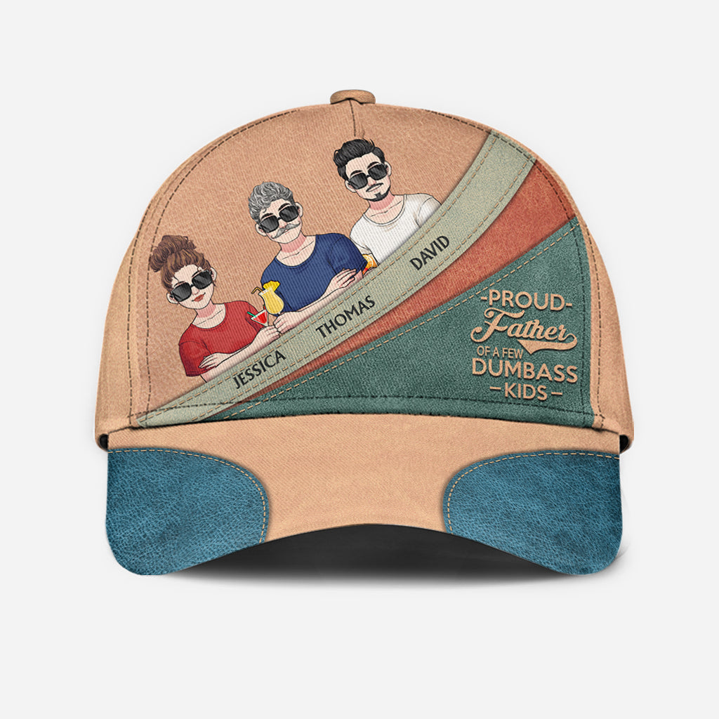 Proud Father Mother Grandma Grandpa Of A Few Kids - Personalized Father Classic Cap