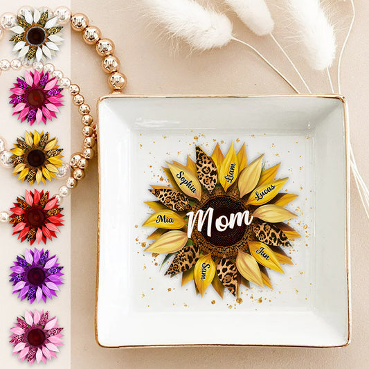 Sunflower Custom Any Title - Personalized Mother Jewelry Dish