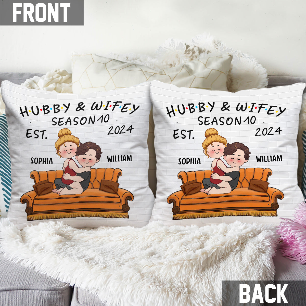 Hubby & Wifey - Personalized Husband And Wife Throw Pillow