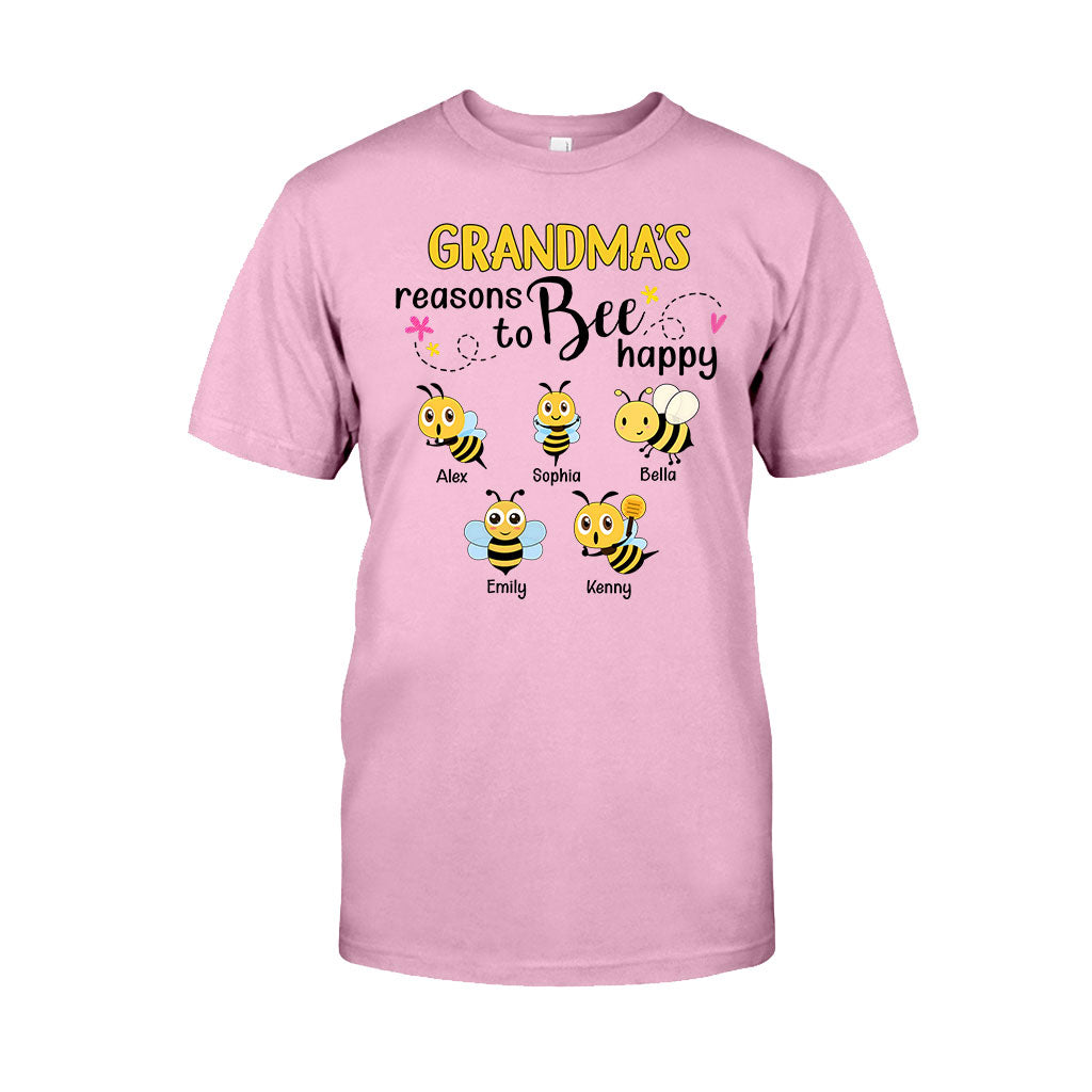 Grandma's Reasons To Bee Happy - Personalized Bee T-shirt And Hoodie