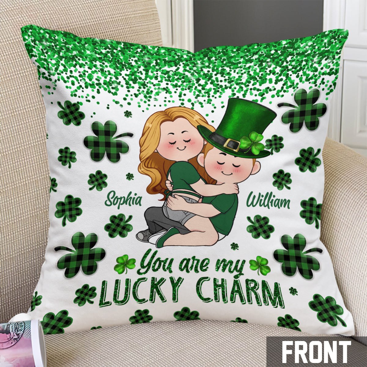 You Are My Lucky Charm - Personalized Couple Throw Pillow